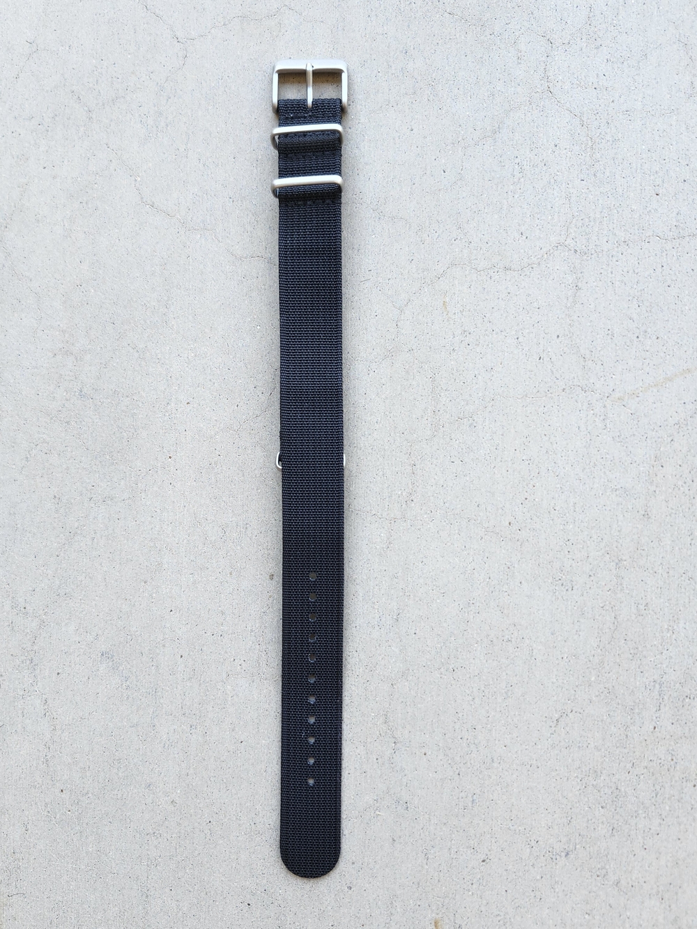 Watch Band Ribbed Black Strap 20mm